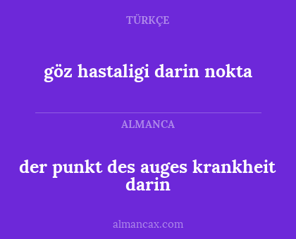 der punkt des auges krankheit darin - göz hastaligi darin nokta