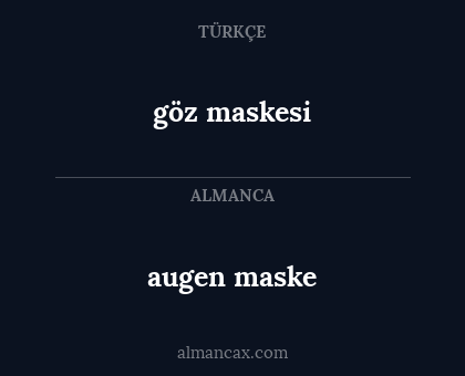 augen maske - göz maskesi