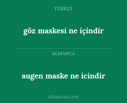 göz maskesi ne içindir - augen maske ne icindir