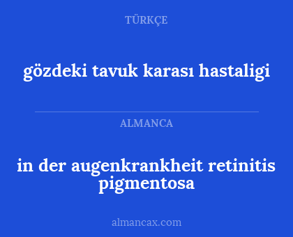 in der augenkrankheit retinitis pigmentosa - gözdeki tavuk karası hastaligi