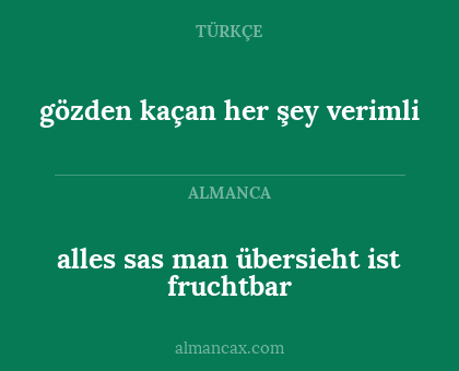 gözden kaçan her şey verimli - alles sas man übersieht ist fruchtbar