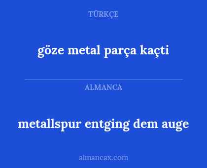 göze metal parça kaçti - metallspur entging dem auge