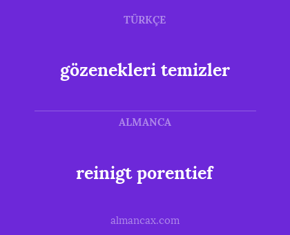 reinigt porentief - gözenekleri temizler