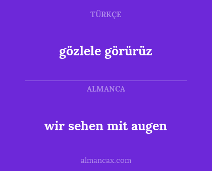 wir sehen mit augen - gözlele görürüz