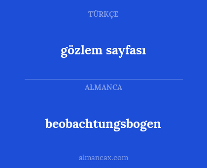 beobachtungsbogen - gözlem sayfası