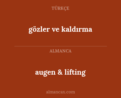 gözler ve kaldırma - augen & lifting