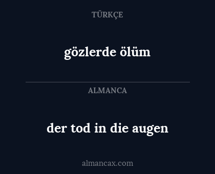 der tod in die augen - gözlerde ölüm