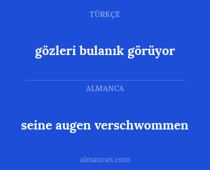 seine augen verschwommen - gözleri bulanık görüyor