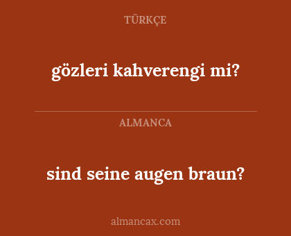 sind seine augen braun? - gözleri kahverengi mi?