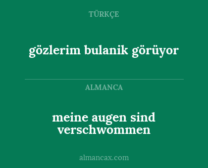 gözlerim bulanik görüyor - meine augen sind verschwommen