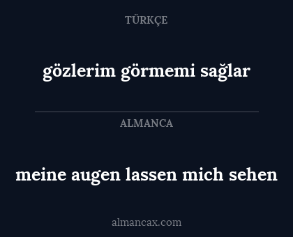 gözlerim görmemi sağlar - meine augen lassen mich sehen