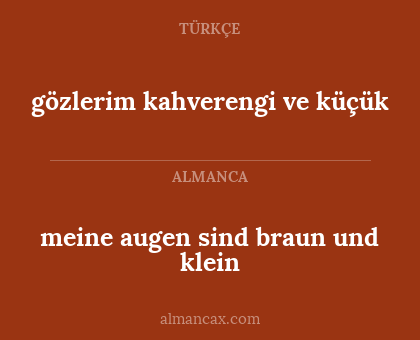 meine augen sind braun und klein - gözlerim kahverengi ve küçük