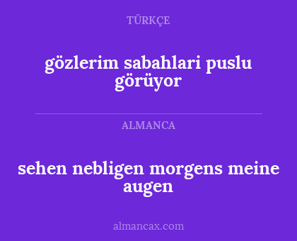 sehen nebligen morgens meine augen - gözlerim sabahlari puslu görüyor