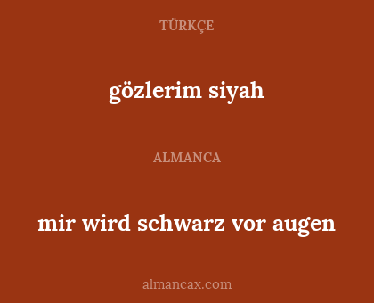 mir wird schwarz vor augen - gözlerim siyah