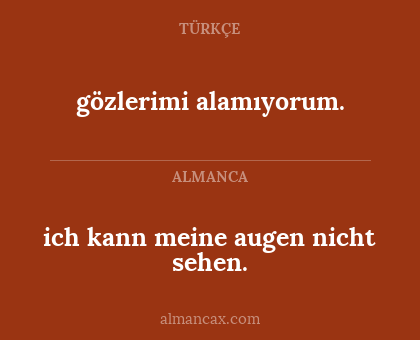 gözlerimi alamıyorum. - ich kann meine augen nicht sehen.