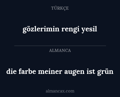 gözlerimin rengi yesil - die farbe meiner augen ist grün