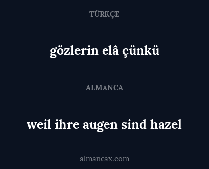 weil ihre augen sind hazel - gözlerin elâ çünkü