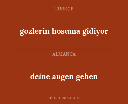 deine augen gehen - gozlerin hosuma gidiyor