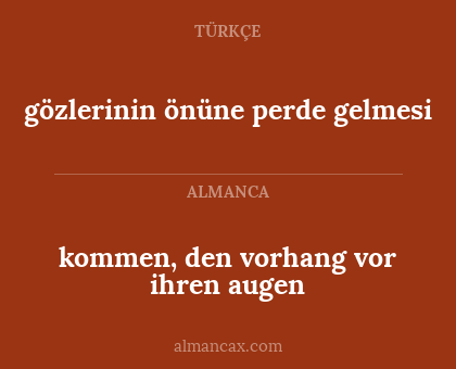 gözlerinin önüne perde gelmesi - kommen, den vorhang vor ihren augen