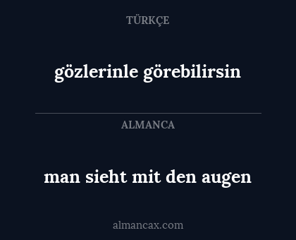 man sieht mit den augen - gözlerinle görebilirsin