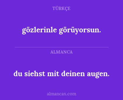 du siehst mit deinen augen. - gözlerinle görüyorsun.