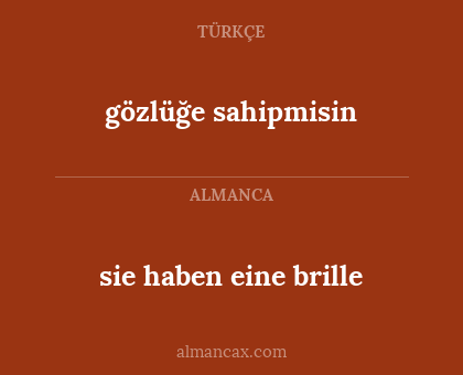 sie haben eine brille - gözlüğe sahipmisin