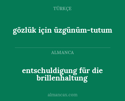 entschuldigung für die brillenhaltung - gözlük için üzgünüm-tutum