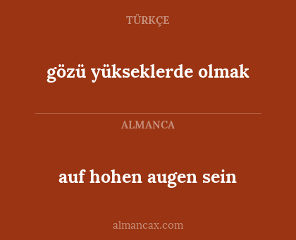auf hohen augen sein - gözü yükseklerde olmak