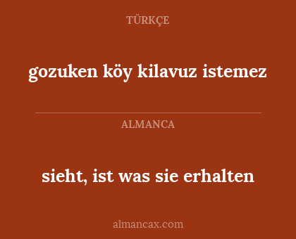 sieht, ist was sie erhalten - gozuken köy kilavuz istemez