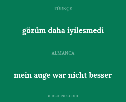 gözüm daha iyilesmedi - mein auge war nicht besser