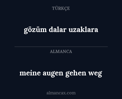 gözüm dalar uzaklara - meine augen gehen weg