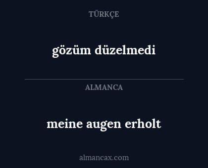 meine augen erholt - gözüm düzelmedi