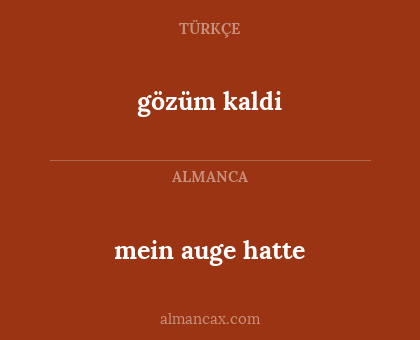 mein auge hatte - gözüm kaldi