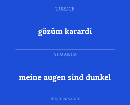 meine augen sind dunkel - gözüm karardi