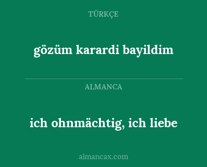 ich ohnmächtig, ich liebe - gözüm karardi bayildim