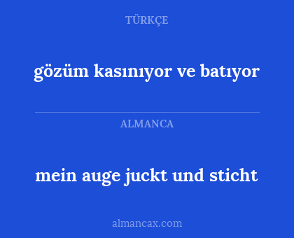 mein auge juckt und sticht - gözüm kasınıyor ve batıyor