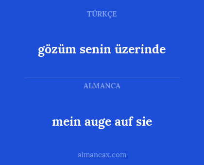 mein auge auf sie - gözüm senin üzerinde