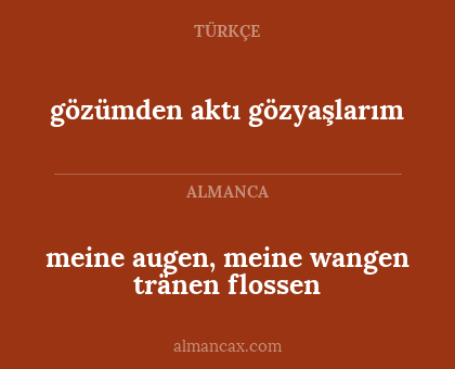 gözümden aktı gözyaşlarım - meine augen, meine wangen tränen flossen
