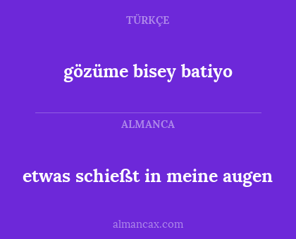 gözüme bisey batiyo - etwas schießt in meine augen