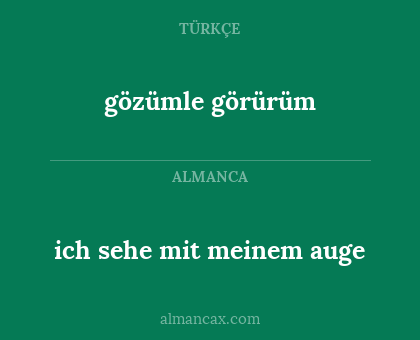 ich sehe mit meinem auge - gözümle görürüm