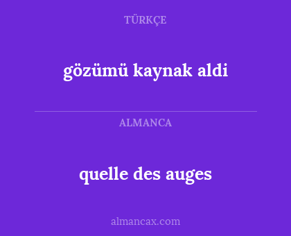 quelle des auges - gözümü kaynak aldi