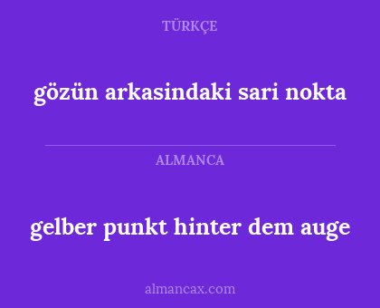 gelber punkt hinter dem auge - gözün arkasindaki sari nokta