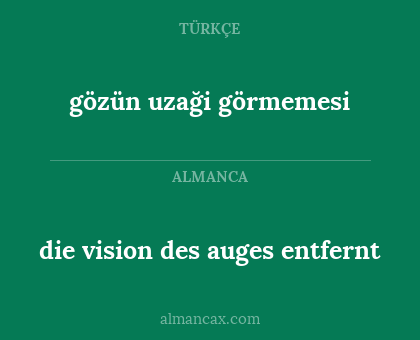 die vision des auges entfernt - gözün uzaği görmemesi