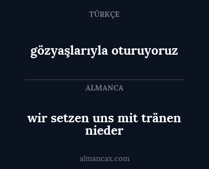 gözyaşlarıyla oturuyoruz - wir setzen uns mit tränen nieder