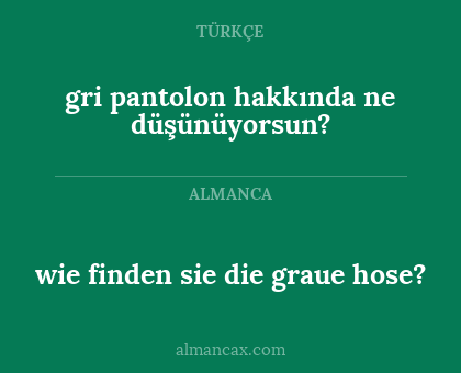 wie finden sie die graue hose? - gri pantolon hakkında ne düşünüyorsun?