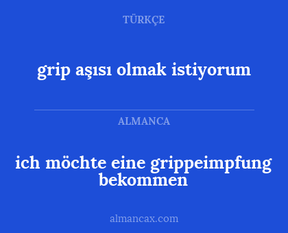 grip aşısı olmak istiyorum - ich möchte eine grippeimpfung bekommen