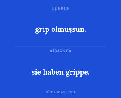 sie haben grippe. - grip olmuşsun.