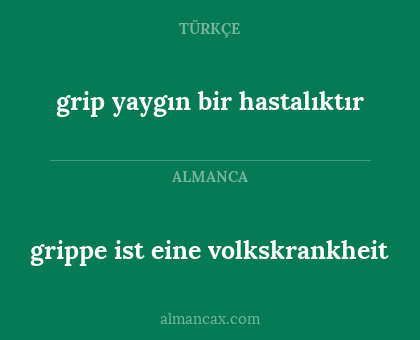 grip yaygın bir hastalıktır - grippe ist eine volkskrankheit