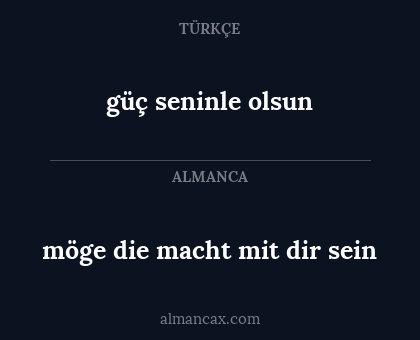 güç seninle olsun - möge die macht mit dir sein