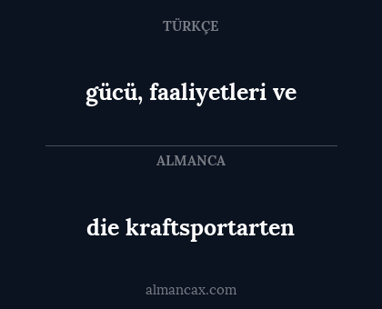 die kraftsportarten - gücü, faaliyetleri ve